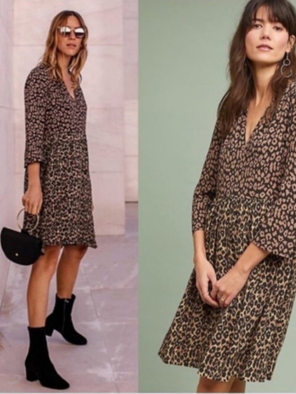 Maeve Animal Print Mini Dress in Brown & Black Like New, Size XS